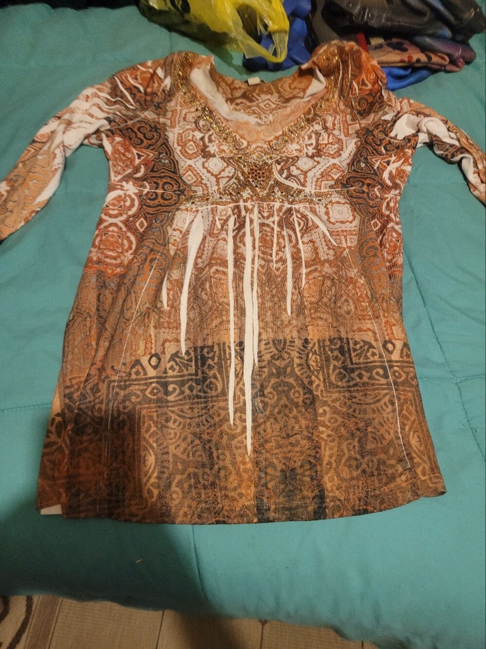 One World Beaded Long Sleeve Tunic